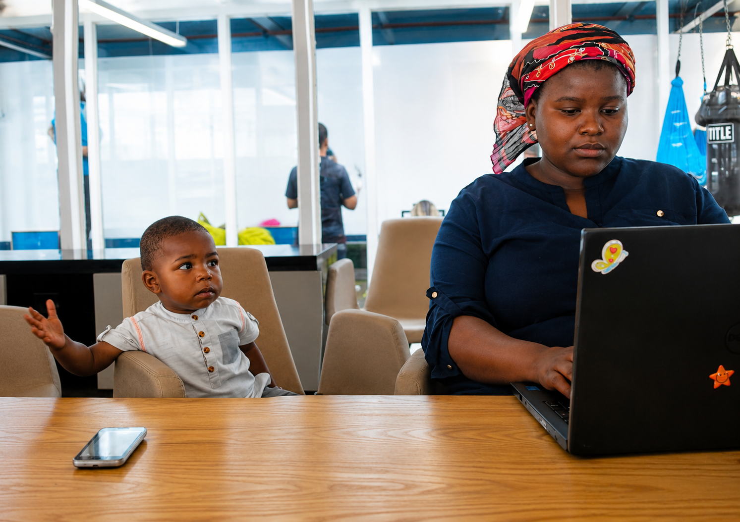 Ayabonga Qwabi at desk, technical co-founder for South African founders